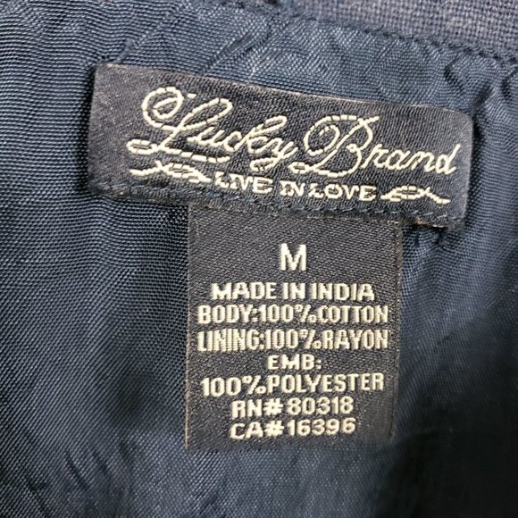 Lucky Brand Women's Blue Floral Embroidered Hook Lined Top Tunic Coat Jacket - Picture 12 of 12